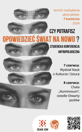 plakat konferencji Czy potrafisz opowiedzieć świat na nowo?