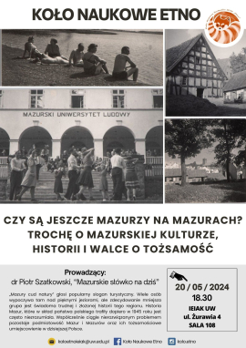 plakat spotkania o tożsamości Mazurów